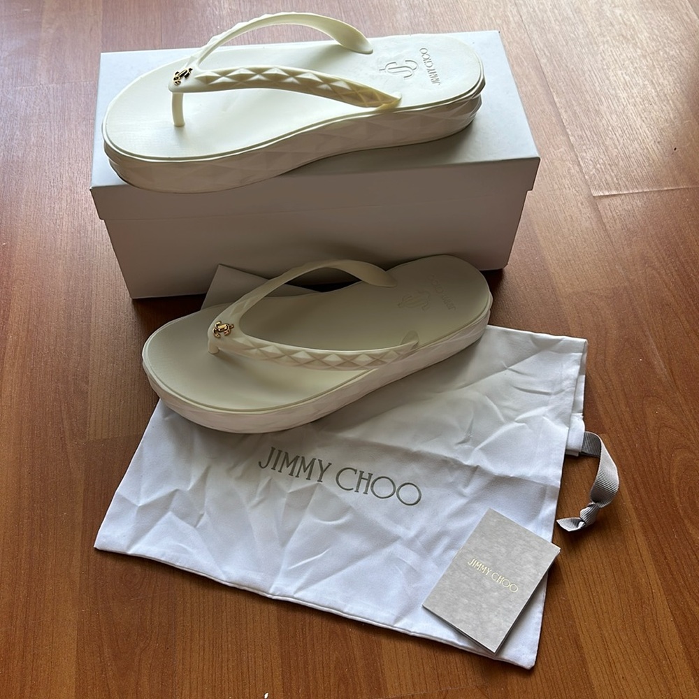 Jimmy Choo diamond flip flops